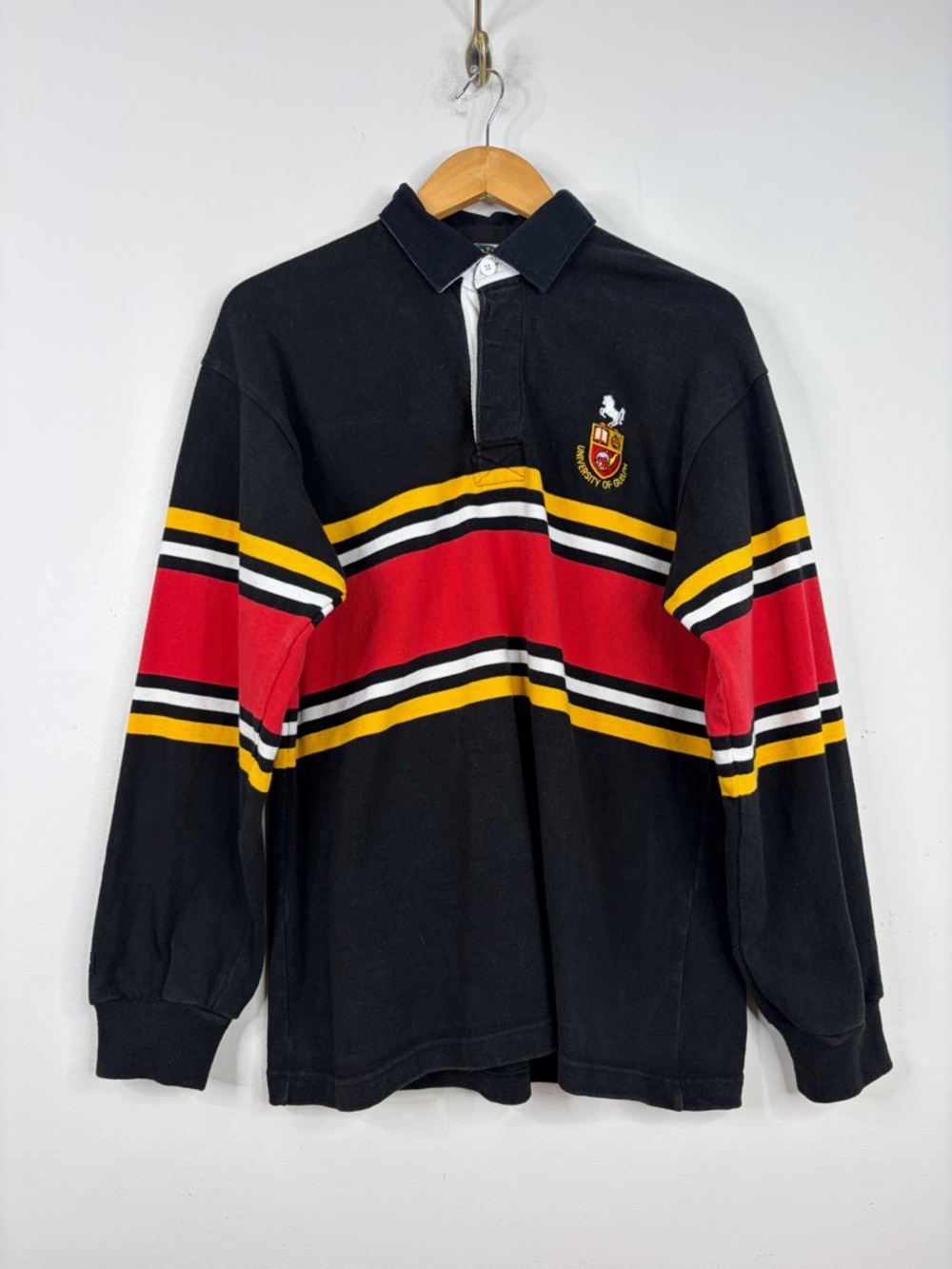 Barbarian Rugby Shirt Mens Large University of Guelph Black Red Yellow Polo